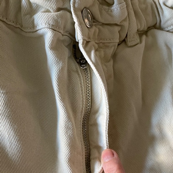 Zara High-Waisted Paper Bag Jeans Pants Like New 6 Ecru Mango - Picture 9 of 16